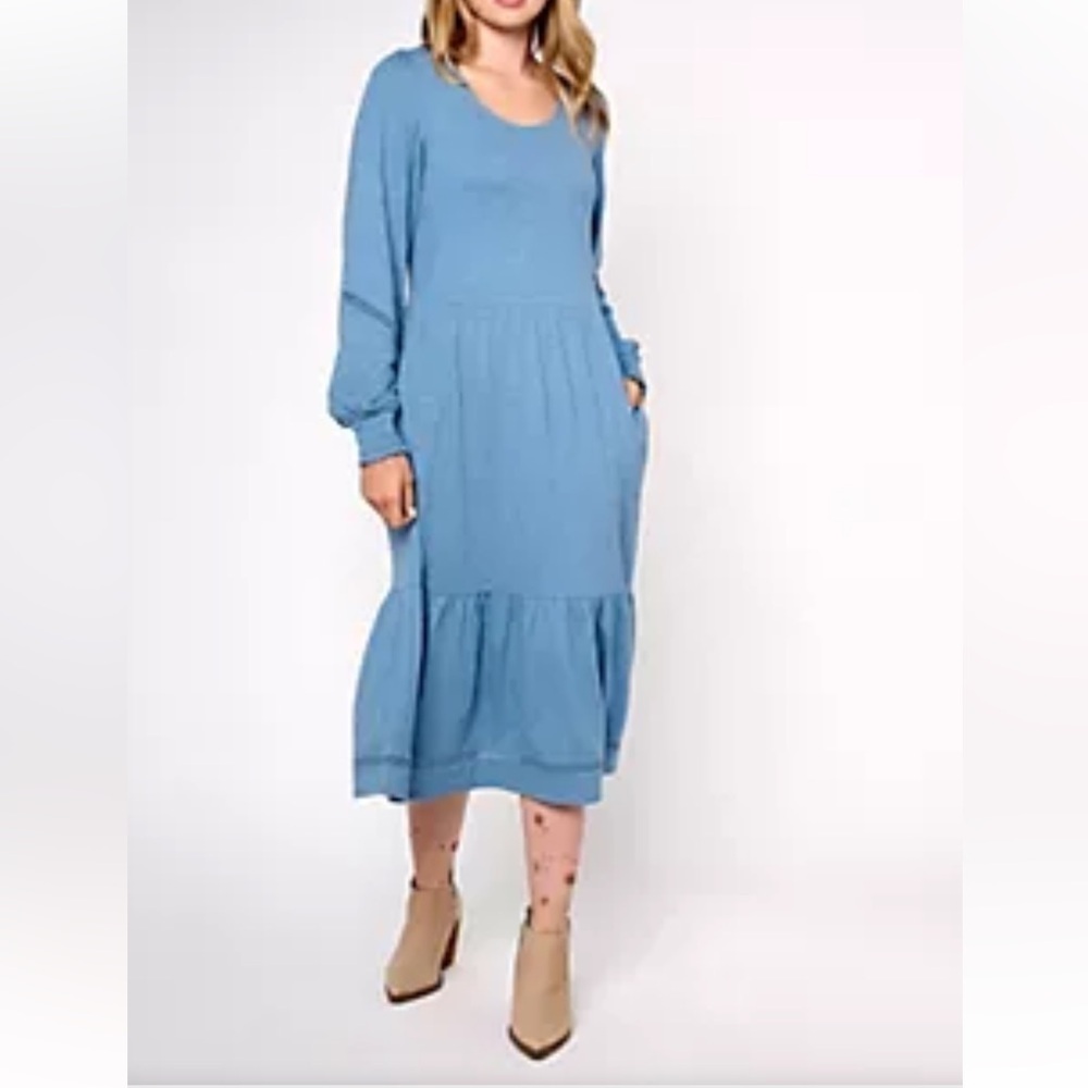 Denim & Co. Canyon Retreat Petite Easy Midi Boot Dress women XL office festival